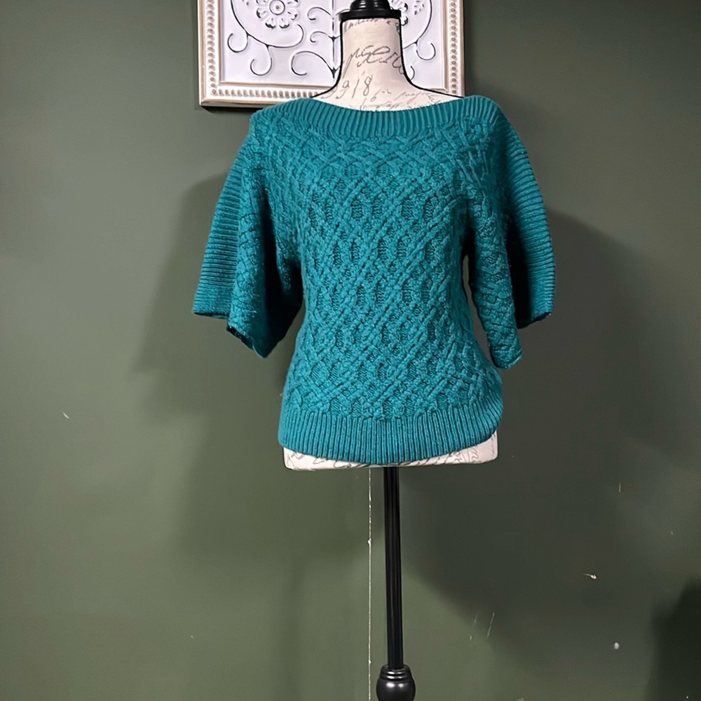 Dark Turquoise 3/4 length, wide sleeve sweater